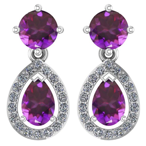Certified 2.19 CTW Amethyst And Diamond 14k White Gold