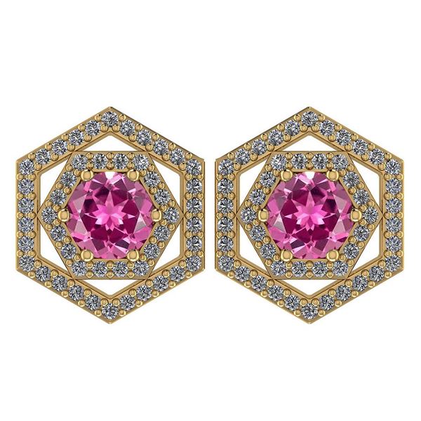 Certified 1.38 Ctw Pink Tourmaline And Diamond 18k Yell