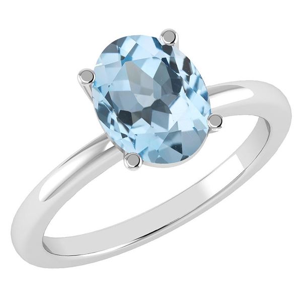 Certified 2.50 Ctw Blue Topaz 14K White Gold Solitaire