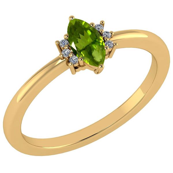Certified 0.68 Ctw Peridot And Diamond VS/SI1 Ring 14k