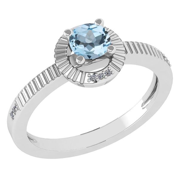 Certified 0.37 CTW Aquamarine And Diamond 14k White Gol