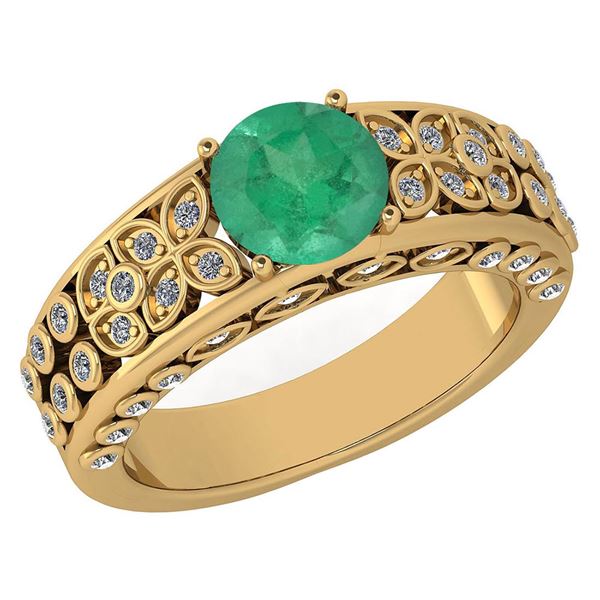 Certified 1.57 Ctw Emerald And Diamond Wedding/Engageme