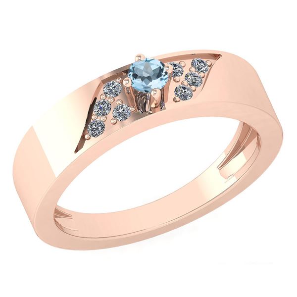 Certified 0.19 Ctw Aquamarine And Diamond 18K Rose Gold