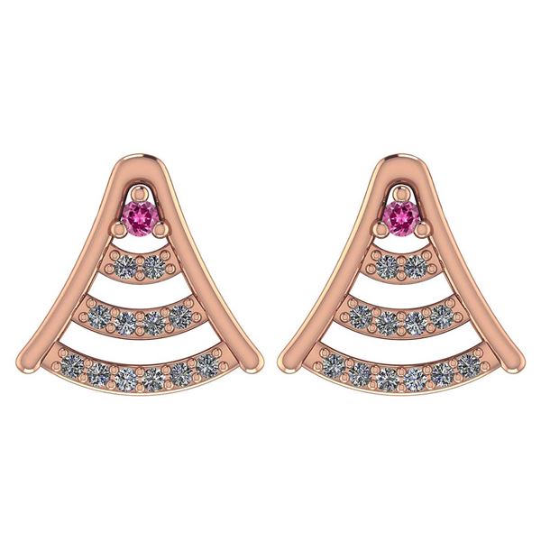 Certified 0.15 Ctw Pink Touramline And Diamond 14k Rose