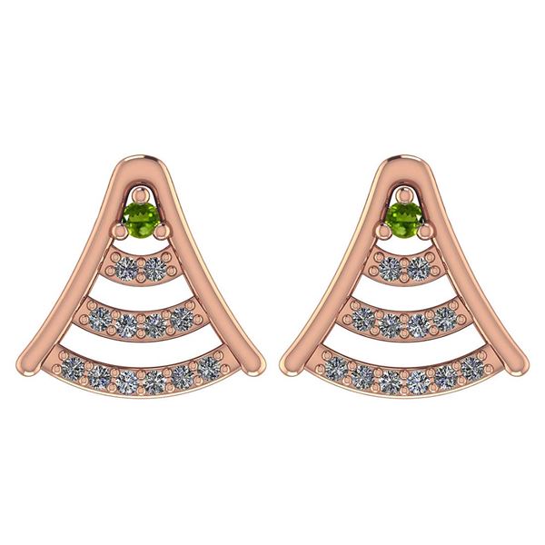Certified 0.15 Ctw Peridot And Diamond 14k Rose Gold Ha