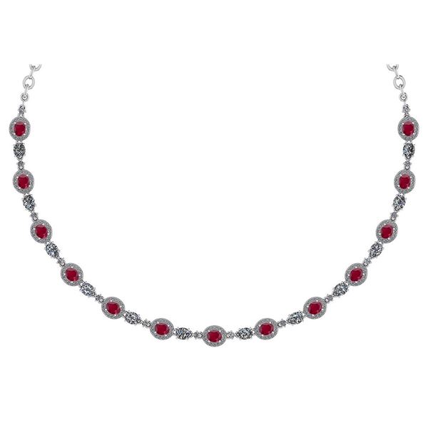Certified 10.15 Ctw Ruby And Diamond Necklace For Ladie