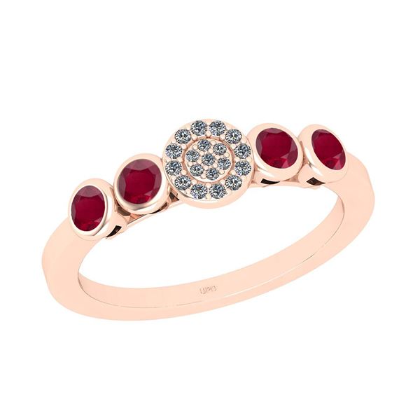 Certified 0.50 Ctw I2/I3 Ruby And Diamond 14K Rose Gold