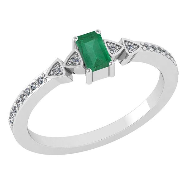 Certified 0.39Ctw Emerald And Diamond 14k White Gold Ha