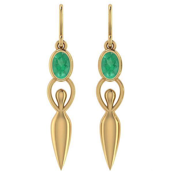 Certified 1.00 Ctw Emerald And Diamond 14k Yellow Gold