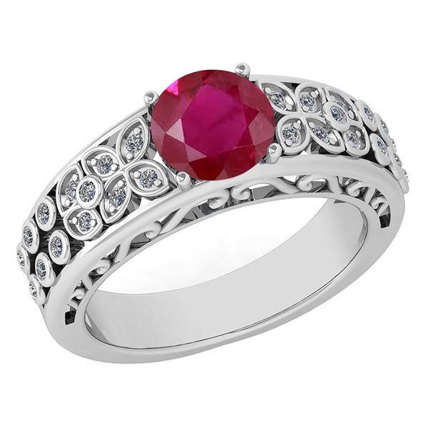 Certified 1.42 Ctw Ruby And Diamond Wedding/Engagement