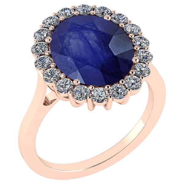 Certified 5.77 Ctw Blue Sapphire And Diamond VS/SI1 Hal