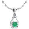Image 1 : Certified 1.36 Ctw Emerlad And Diamond bottle Necklace
