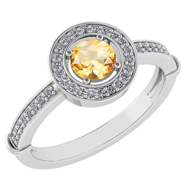 Certified 0.94 Ctw Citrine And Diamond 14k White Gold R