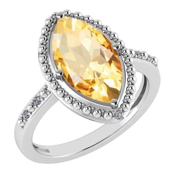 Certified 1.58 Ctw Citrine And Diamond VS/SI1 Ring 14K