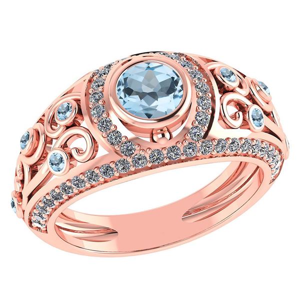 Certified 1.08 Ctw Aquamarine And Diamond Wedding/Engag