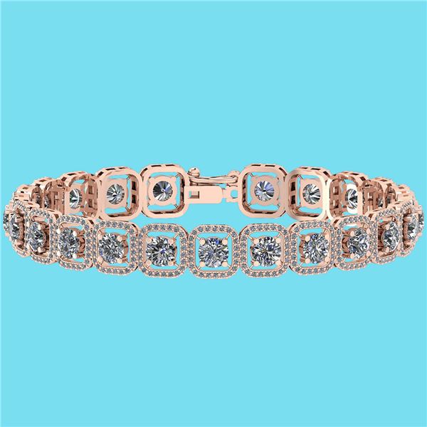 Certified 14.14 Ctw Diamond SI2/I1 14K Rose Gold Halo B