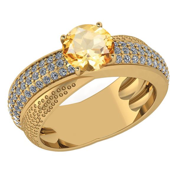 Certified 1.75 Ctw Citrine And Diamond Wedding/Engageme