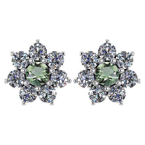 Certified 1.86 Ctw Green Amethyst And Diamond 18K White