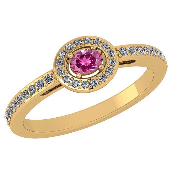 Certified 0.29 Ctw Pink Tourmaline And Diamond 14k Yell