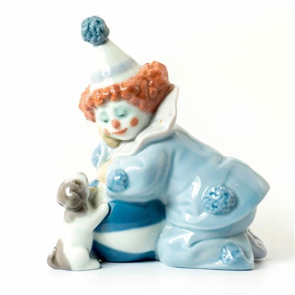 Pierrot with Puppy & Ball 1005278 - Lladro Porcelain Figurine
