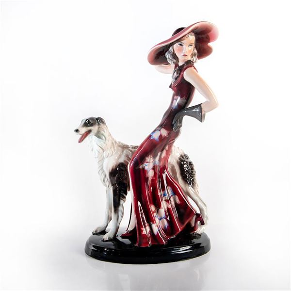 Goldscheider, porcelain figure of a woman with Borzoi