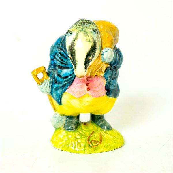 Tommy Brock (Handle Out - Small Eye Patch) - Gold Oval - Beatrix Potter Figurine