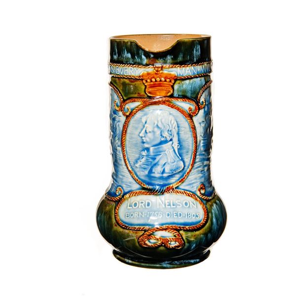 Doulton Lambeth Vice Admiral Lord Nelson Presentation Pitcher in Stoneware