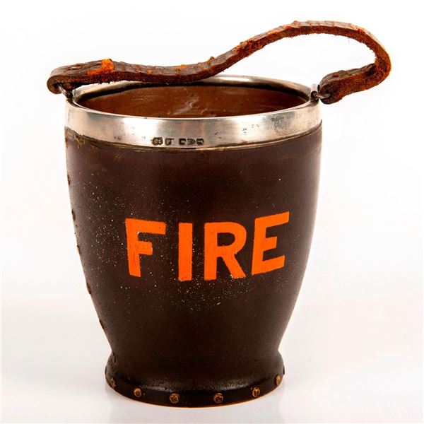 Doulton Lambeth Siliconware Salesman's Sample Fire bucket Hallmark Silver Rim