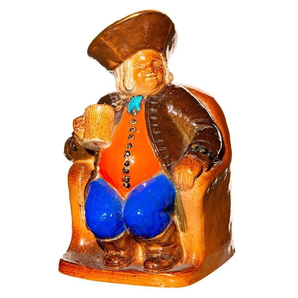Doulton Lambeth Armchair Toby Jug with Orange Waistcoat, Blue Pants