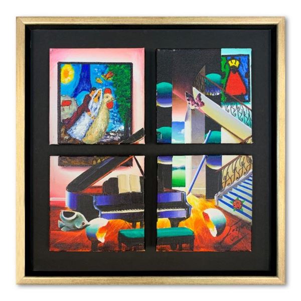 Paris Lovers with Music (4 Pcs 6X6 Framed) by Ferjo Original