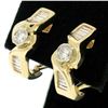 Image 5 : 14k Yellow Gold 1.70 ctw VS1 Round & Baguette Cut Diamond Bypass Omega Earrings