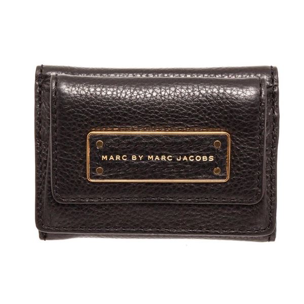 Marc By Marc Jacobs Black Leather Mini Compact Flap Wallet