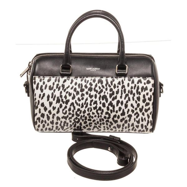 Yves Saint Laurent Black White Baby Duffle Crossbody Bag