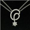 Image 1 : 18K White Gold 1.15 ctw F VS2 Diamond Cluster Star Double Cable Chain Necklace
