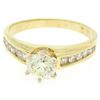 Image 4 : 14k Solid Yellow Gold Round Diamond Solitaire Engagement Ring w/ 12 Graduated Ac