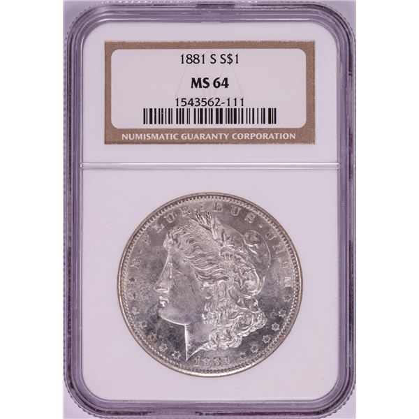 1881-S $1 Morgan Silver Dollar Coin NGC MS64