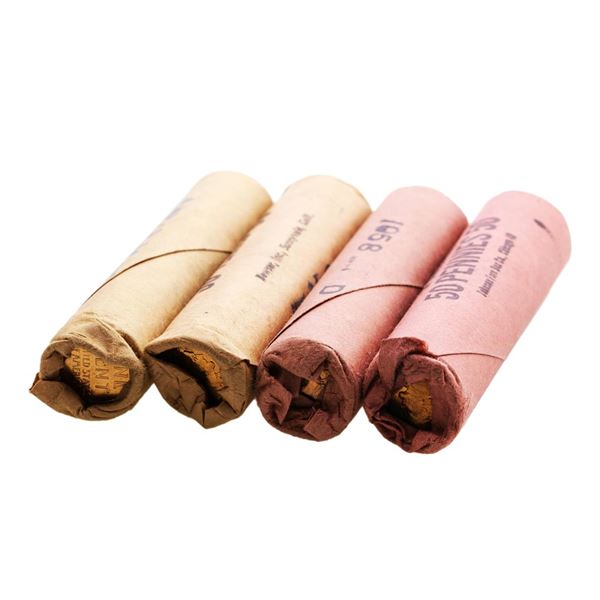 Lot of (2) 1957-D & 1958-D (50) Brilliant Uncirculated Lincoln Wheat Cent Coin Rolls