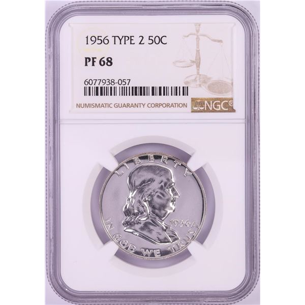 1956 Type 2 Proof Franklin Half Dollar Coin NGC PF68
