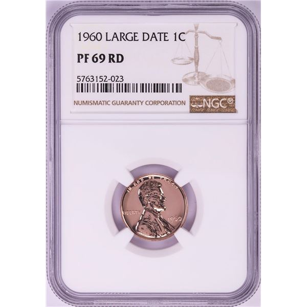 1960 Large Date Proof Lincoln Memorial Cent Coin NGC PF69RD