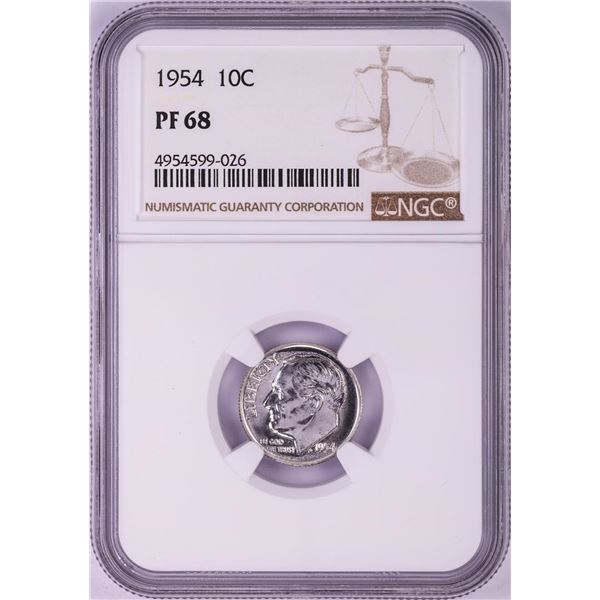1954 Proof Roosevelt Dime Coin NGC PF68
