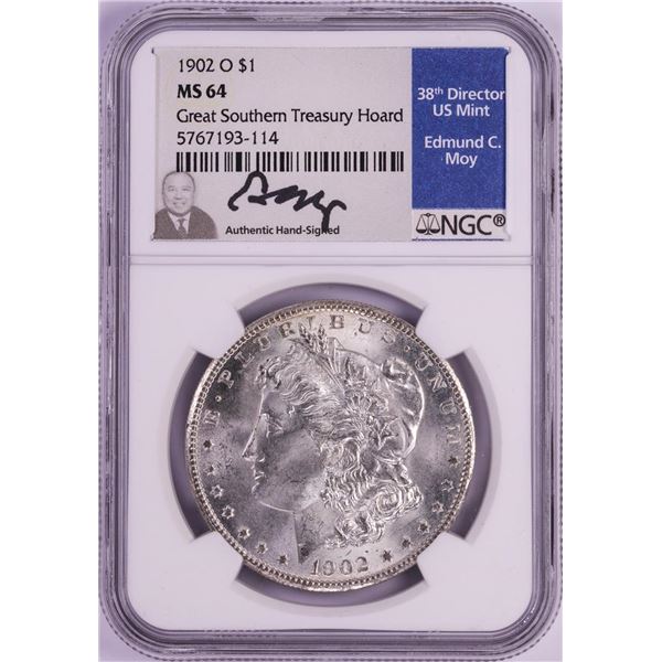1902-O $1 Morgan Silver Dollar Coin NGC MS64 Edmund C. Moy Signature