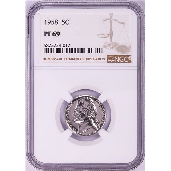 1958 Proof Jefferson Nickel Coin NGC PF69