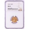 Image 1 : 1912 $2 1/2 Indian Head Quarter Eagle Gold Coin NGC MS61
