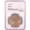 Image 1 : 1881-S $1 Morgan Silver Dollar Coin NGC MS63 Nice Toning