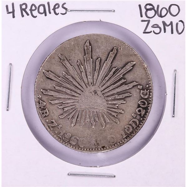 1860 ZsMO Mexico 4 Reales Silver Coin