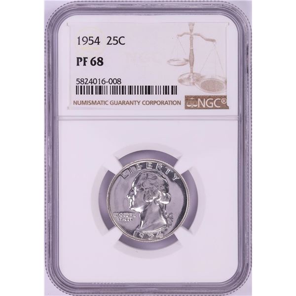 1954 Proof Washington Quarter Coin NGC PF68