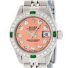 Image 1 : Rolex Ladies Stainless Steel Diamond & Emerald Quickset Oyster Perpetual Wristwatch