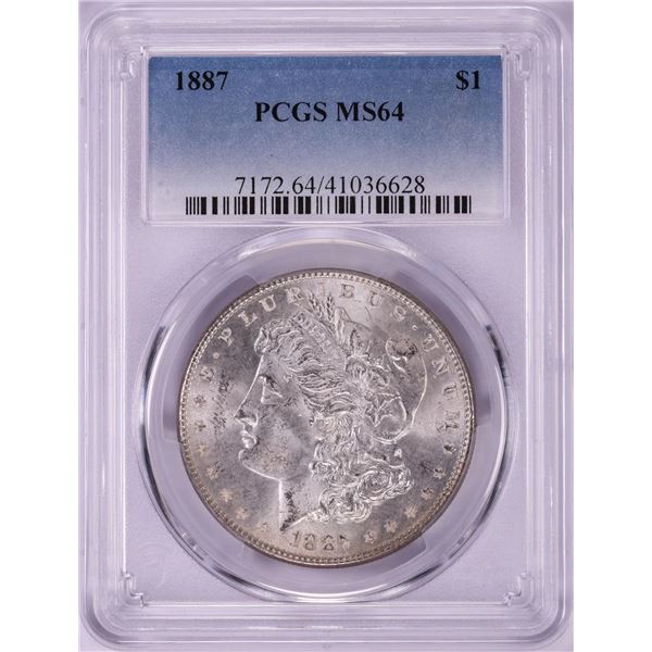 1887 $1 Morgan Silver Dollar Coin PCGS MS64