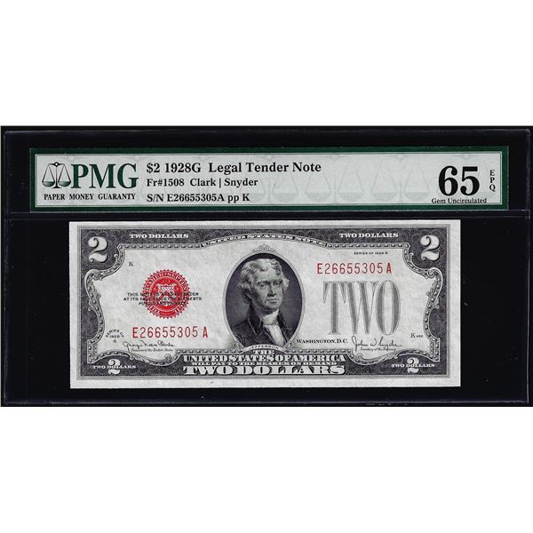 1928G $2 Legal Tender Note Fr.1508 PMG Gem Uncirculated 65EPQ