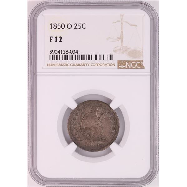 1850-O Seated Liberty Quarter Coin NGC F12